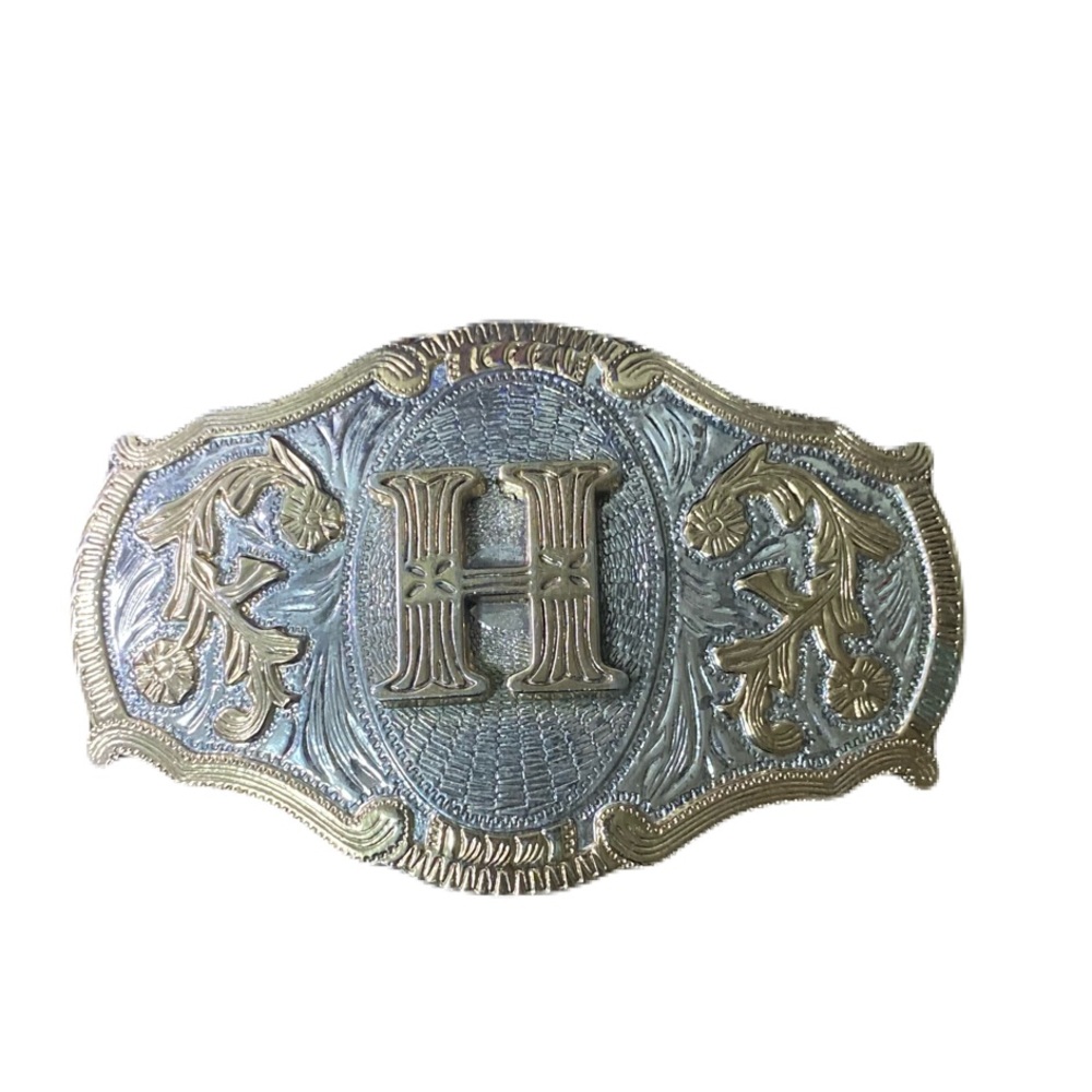Silver and Gold Western Belt Buckle